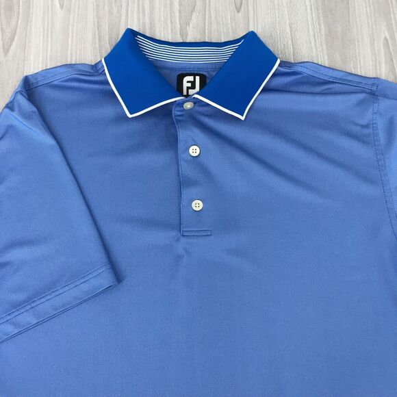 FJ Footjoy Golf Polo Shirt Men's‎ Medium Blue Performance Wicking Stretch - Picture 10 of 10